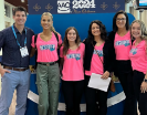 Orthodontic team wearing pink t shirts