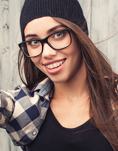 Woman in floral shirt smiling